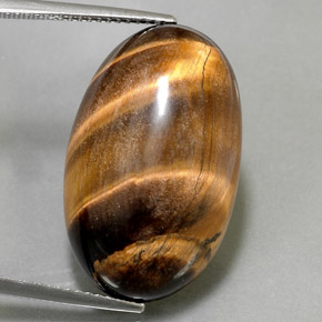 Tiger's eye marron naturelle coupe ovale, 26,13 ct, opaque
