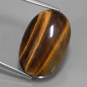 Tiger's eye marron naturelle coupe ovale, 14,42 ct, opaque