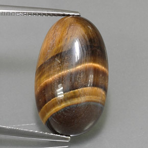 Tiger's eye marron naturelle coupe ovale, 13,07 ct, opaque