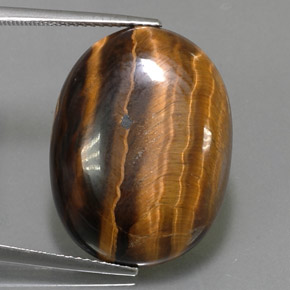 Tiger's eye marron naturelle coupe ovale, 25,04 ct, opaque
