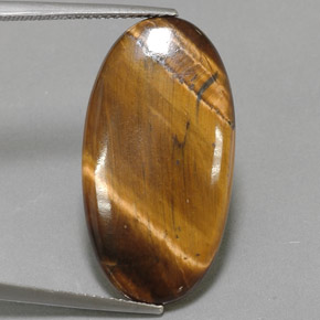 Tiger's eye marron naturelle coupe ovale, 14,24 ct, opaque