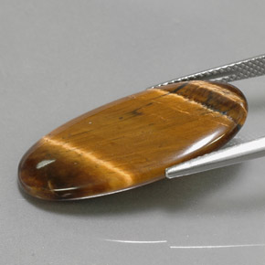 Tiger's eye marron naturelle coupe ovale, 14,24 ct, opaque