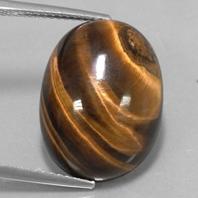 Tiger's eye marron naturelle coupe ovale, 15,36 ct, opaque