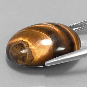 Tiger's eye marron naturelle coupe ovale, 15,36 ct, opaque