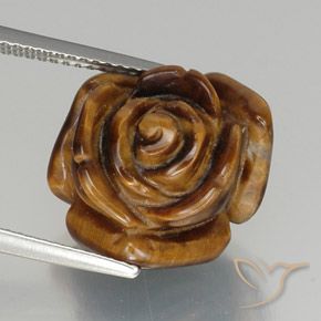 Oeil de tigre rose sculpté de 12,31 ct, 15,1 x 13,5 mm de Thaïlande, Photo A