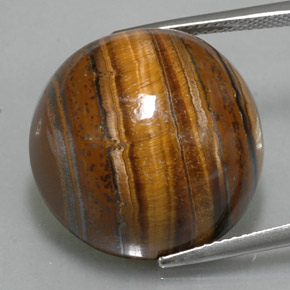 Oeil de Tigre Or Brun naturelle Coupe roude, 38.29 ct, Opaque