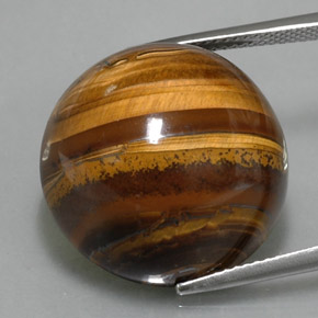 Tiger's eye marron naturelle coupe roude, 36,33 ct, opaque