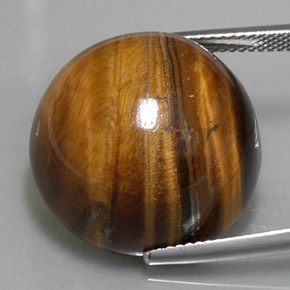 Tiger's eye marron naturelle coupe roude, 36,96 ct, opaque