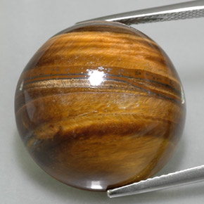 Oeil de Tigre Or Brun naturelle Coupe roude, 37.73 ct, Opaque