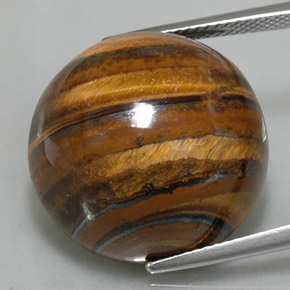 Tiger's eye marron naturelle coupe roude, 39,11 ct, opaque