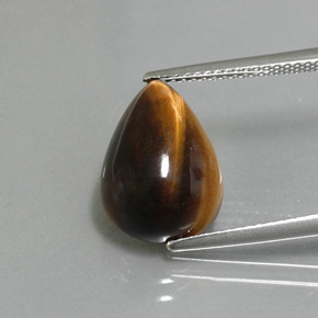 Tiger's eye marron naturelle en forme de poire, 5,67 ct, opaque