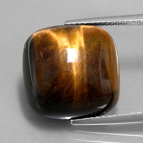 Tiger's eye marron naturelle coupe coussin, 13,38 ct, opaque