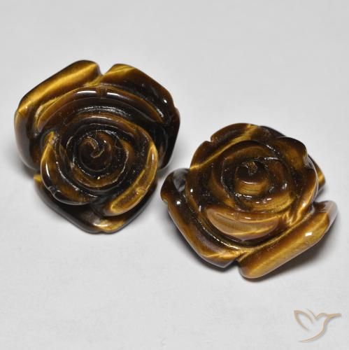 25.60ctw Naturel Marron chaud Œil de tigre, Taille Fleur, Opaque