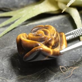 Œil de tigre Brun doré naturelle Taille Fleur, 10.93 ct, Opaque