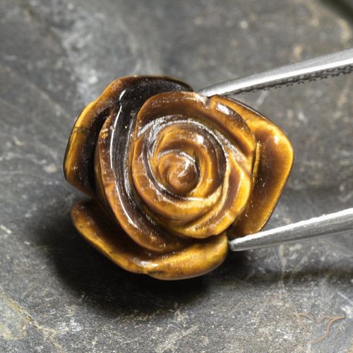 Tiger's eye marron naturelle taille fleur, 10,21 ct, opaque