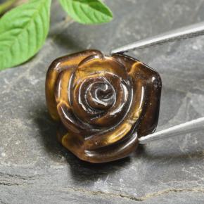 Tiger's eye marron naturelle taille fleur, 12,56 ct, opaque