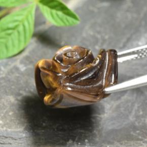Tiger's eye marron naturelle taille fleur, 12,56 ct, opaque