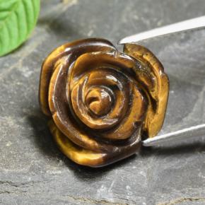 Tiger's eye marron naturelle taille fleur, 10,74 ct, opaque