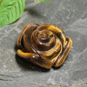Tiger's eye marron naturelle taille fleur, 10,74 ct, opaque