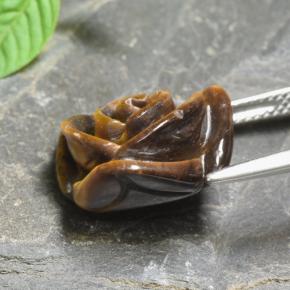 Tiger's eye marron naturelle taille fleur, 10,74 ct, opaque