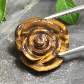 Tiger's eye marron naturelle taille fleur, 11,12 ct, opaque
