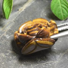 Tiger's eye marron naturelle taille fleur, 11,12 ct, opaque