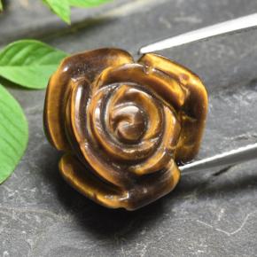 Tiger's eye marron naturelle taille fleur, 11,92 ct, opaque