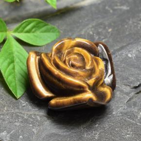 Tiger's eye marron naturelle taille fleur, 11,92 ct, opaque