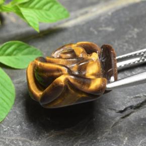 Tiger's eye marron naturelle taille fleur, 11,92 ct, opaque
