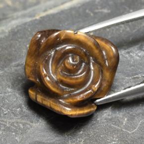 Tiger's eye marron naturelle taille fleur, 12,09 ct, opaque