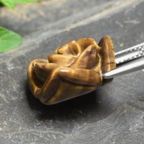 Tiger's eye marron naturelle taille fleur, 12,09 ct, opaque