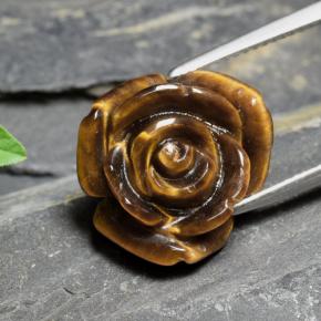 Tiger's eye marron naturelle taille fleur, 10,88 ct, opaque
