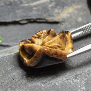 Tiger's eye marron naturelle taille fleur, 10,88 ct, opaque