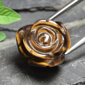 Tiger's eye marron naturelle taille fleur, 11,54 ct, opaque