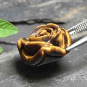 Tiger's eye marron naturelle taille fleur, 11,54 ct, opaque