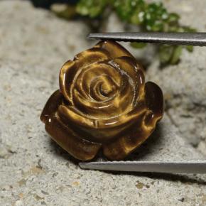 Tiger's eye marron naturelle taille fleur, 11,39 ct, opaque
