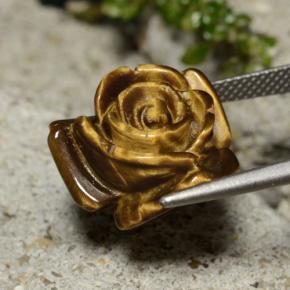 Tiger's eye marron naturelle taille fleur, 11,39 ct, opaque