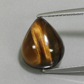 Oeil de Tigre Or Brun naturelle En forme de poire, 4.38 ct, Opaque