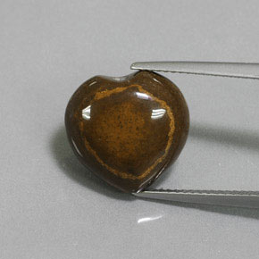 Tiger's eye marron naturelle forme de coeur, 9,02 ct, opaque