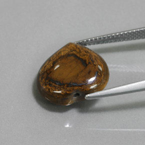 Tiger's eye marron naturelle forme de coeur, 8,46 ct, opaque