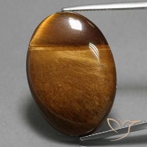 Oeil de Tigre Marron chaud naturelle ovale, 33.65 ct, Opaque