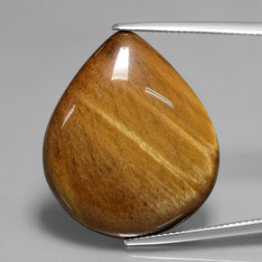 Tiger's eye marron naturelle en forme de poire, 30,37 ct, opaque