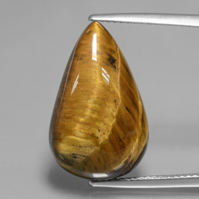 Tiger's eye marron naturelle en forme de poire, 12,18 ct, opaque