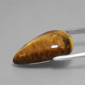 Tiger's eye marron naturelle en forme de poire, 12,18 ct, opaque