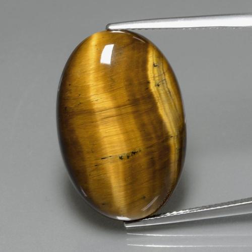 Tiger's eye marron naturelle coupe ovale, 19,40 ct, opaque