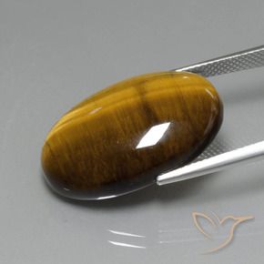 Œil de tigre Brun doré naturelle ovale, 19.63 ct, Opaque