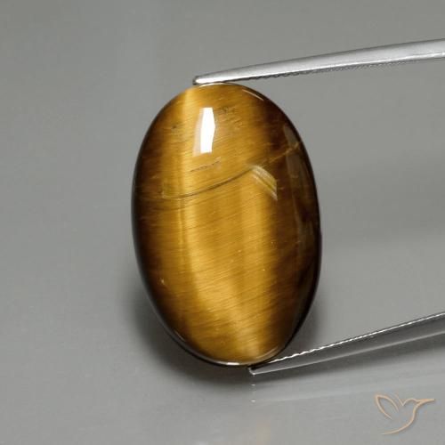 Oeil de Tigre Brun moyen naturelle ovale, 19.68 ct, Opaque