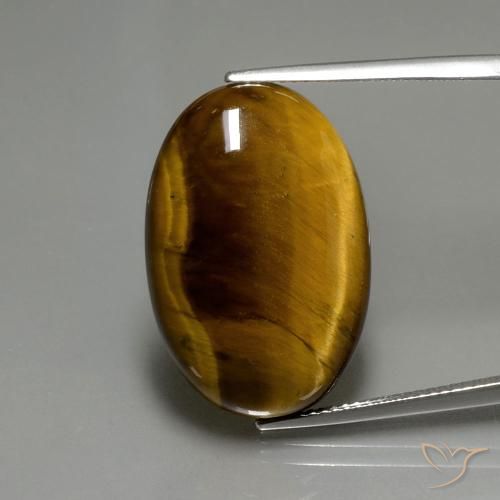 20.09ct Naturel Brun moyen Œil de tigre, ovale, Opaque