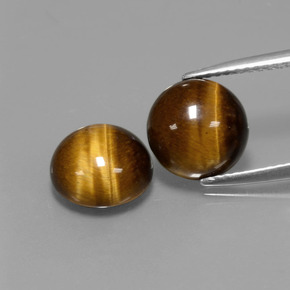 Achetez naturel ct marron tiger's eye gems, coupe roude, en provenance thaïlande chez gemselect. en stock, livraison internationale!