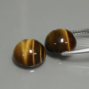 Achetez naturel ct marron tiger's eye gems, coupe roude, en provenance thaïlande chez gemselect. en stock, livraison internationale!